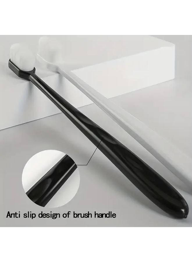 2 Pack Extra Soft Micro Nano Bristle Toothbrush Set For Sensitive Teeth And Gums Deep Cleaning 1 White 1 Black - Image 3
